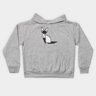 Origami Cat Gray and White Kids Hoodie